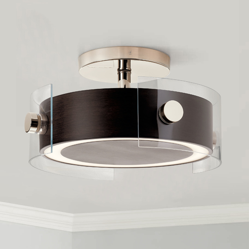 Kichler Lighting Tig Walnut Wood and Polished Nickel LED Semi-Flushmount Light 3000K 1900LM 44342WNWLED