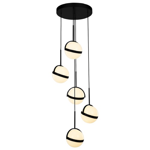 Globo 16.63-Inch Matte Black LED Multi-Light Pendant by Alora Lighting