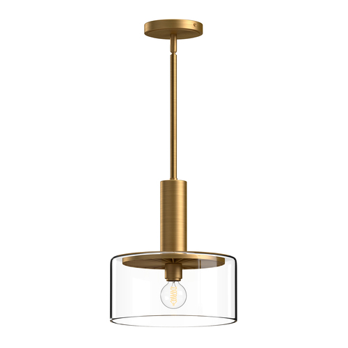 Alora Lighting Alora Lighting Royale Aged Gold Mini-Pendant Light with Drum Shade PD535010AGCL