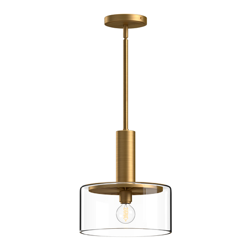 Alora Lighting Royale Aged Gold Mini-Pendant Light with Drum Shade