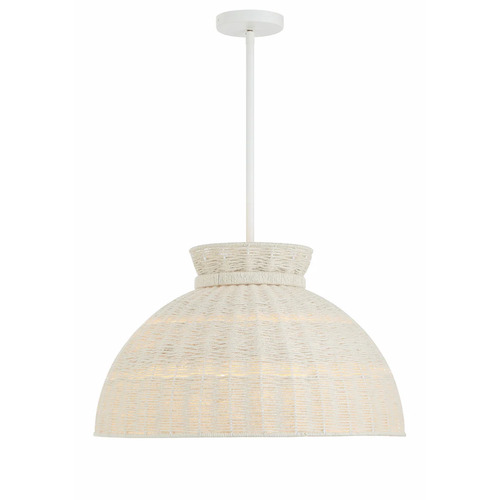 Reese 22-Inch Jute Pendant in Matte White by Crystorama Lighting