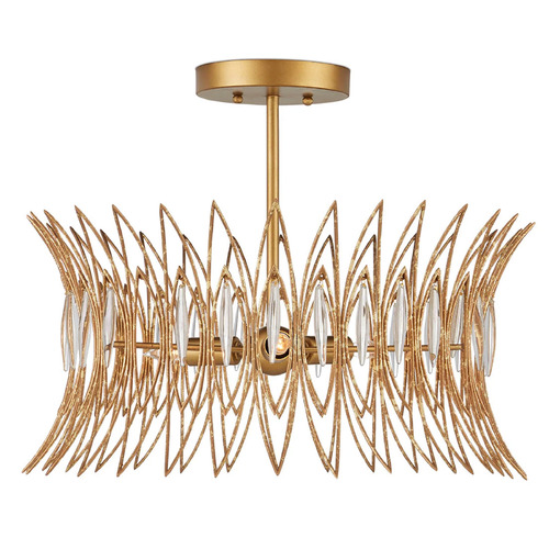 Currey and Company Marquise Clear & Luxor Gold Semi-Flushmount Light