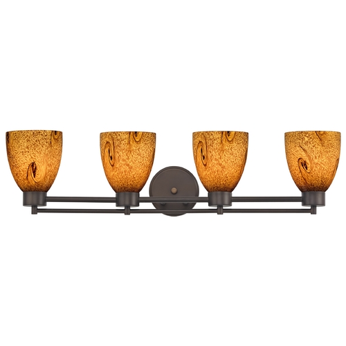 Design Classics Lighting Modern Bathroom Light with Brown Art Glass - Four Lights 704-220 GL1001MB