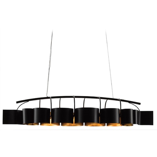Currey and Company Lighting Marchfield Linear Chandelier in Satin Black/Gold Leaf by Currey & Co 9000-0262