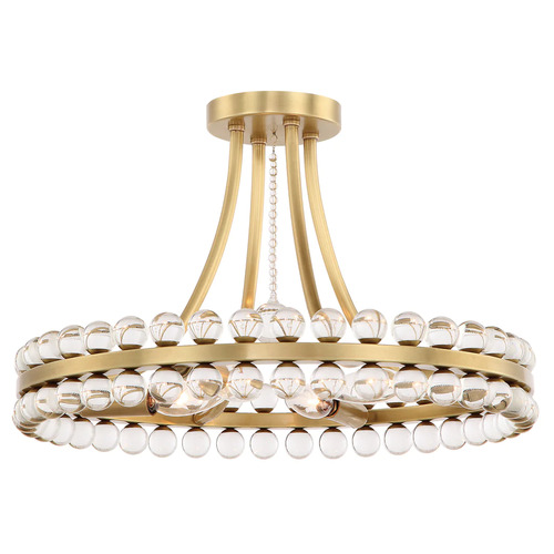 Clover 18-Inch Wide Semi-Flush in Aged Brass by Crystorama Lighting