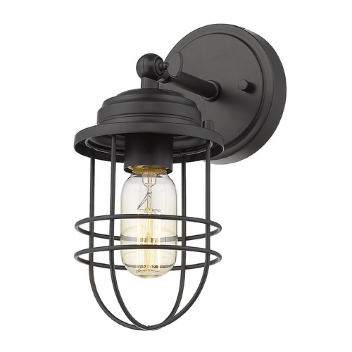 Golden Lighting Seaport Black Sconce by Golden Lighting 9808-1WBLK