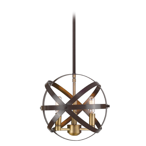 Z-Lite Cavallo Hammered Bronze & Olde Brass Pendant by Z-Lite 463-12HBRZ-OBR