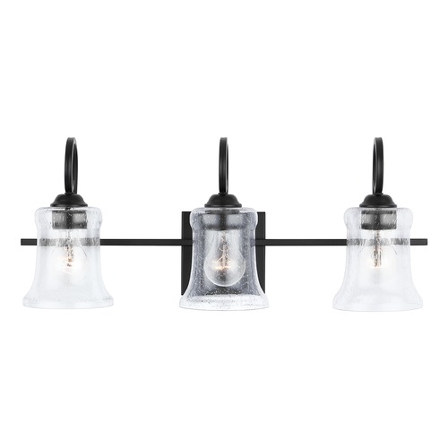 HomePlace by Capital Lighting HomePlace Cameron Matte Black 3-Light Bathroom Light with Clear Seeded Glass 139531MB-501