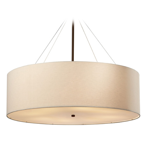 Justice Design Group Justice Design Group Classic Dark Bronze Pendant Light with Drum Shade FAB-9594-CREM-DBRZ