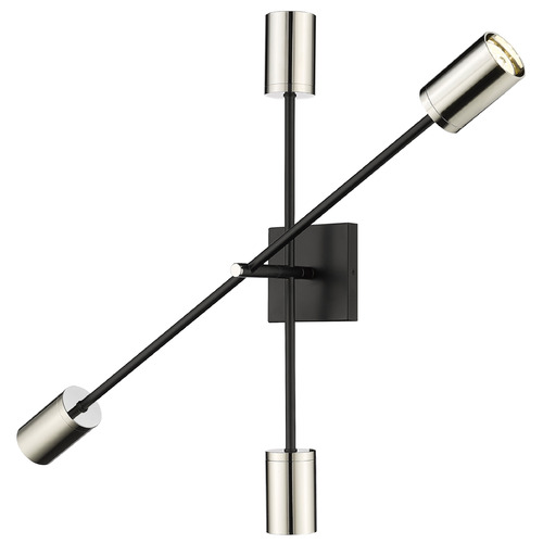 Z-Lite Calumet Matte Black & Polished Nickel Sconce by Z-Lite 814-4S-MB-PN