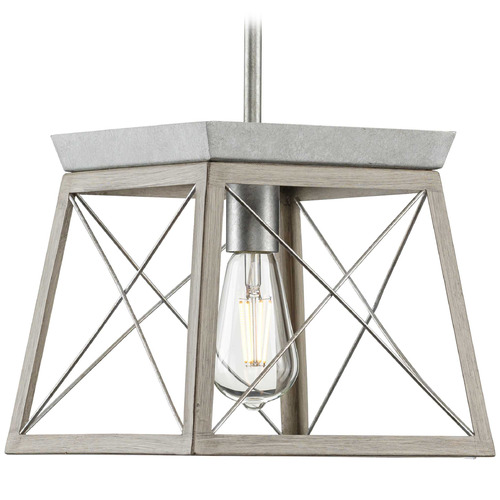 Progress Lighting Briarwood Galvanized & Rustic Bleached Oak Mini-Pendant Light