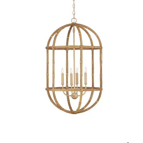 Charrette Lantern in Natural & Saddle Tan by Currey & Company