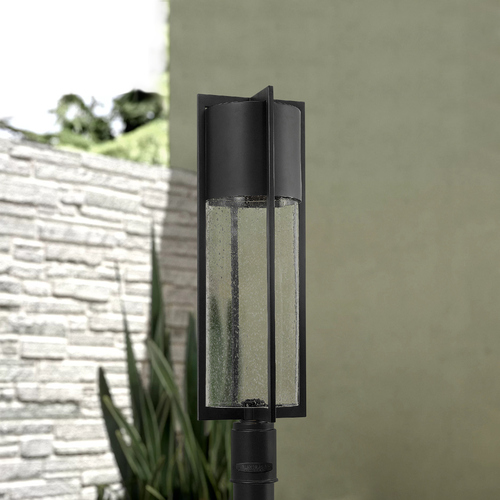 Hinkley Seeded Glass LED Post Light Black Hinkley 1321BK-LED