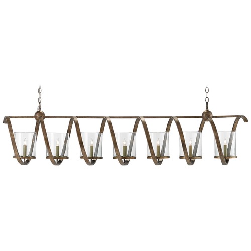 Maximus 64-Inch Linear Chandelier in Pyrite Bronze by Currey & Company