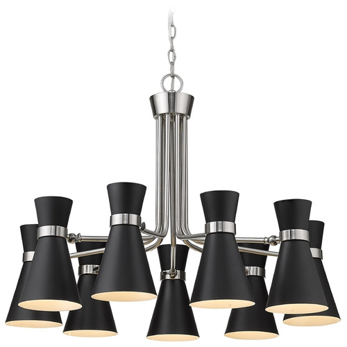 Z-Lite Soriano Matte Black & Brushed Nickel Chandelier by Z-Lite 728-9MB-BN