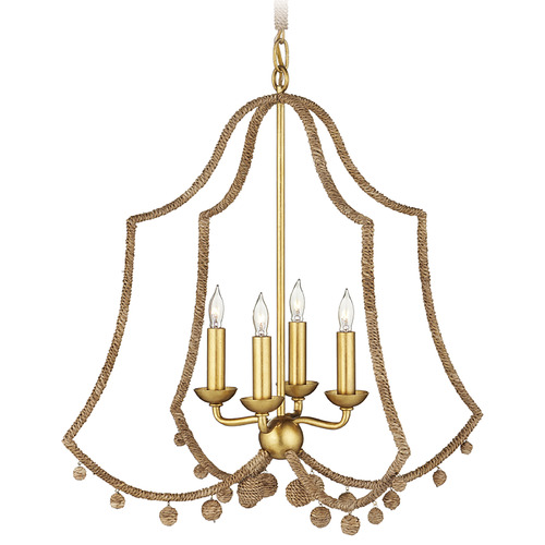 Currey and Company Suzanne Duin Nimes Natural Rope & Contemporary Gold Leaf Chandelier