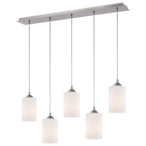 Design Classics Lighting 36-Inch Linear Pendant with 5-Lights in Satin Nickel Finish with Shiny Opal White Glass 5835-09 GL1024C