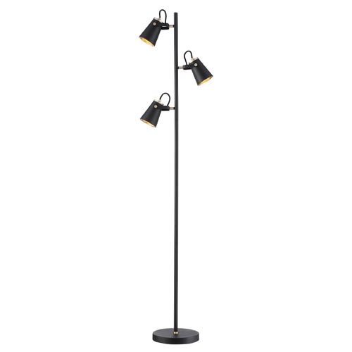 Arnsberg Edward Black with Brass Accents Floor Lamp with Conical Shade