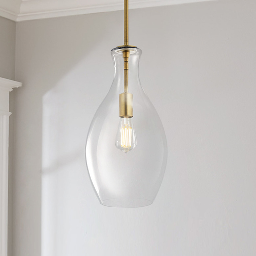 Kichler Lighting Everly Small Natural Brass 1-Light Pendant with Clear Glass 42047NBR