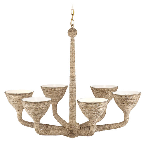 Currey and Company Marbella Natural & Contemporary Gold & Sugar White Chandelier