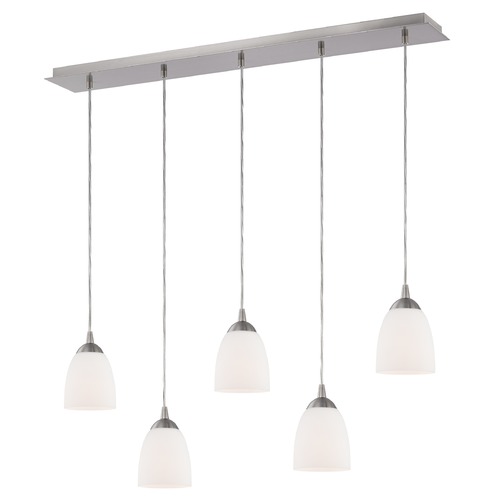 Design Classics Lighting 36-Inch Linear Pendant with 5-Lights in Satin Nickel Finish with Shiny Opal White Glass 5835-09 GL1024MB