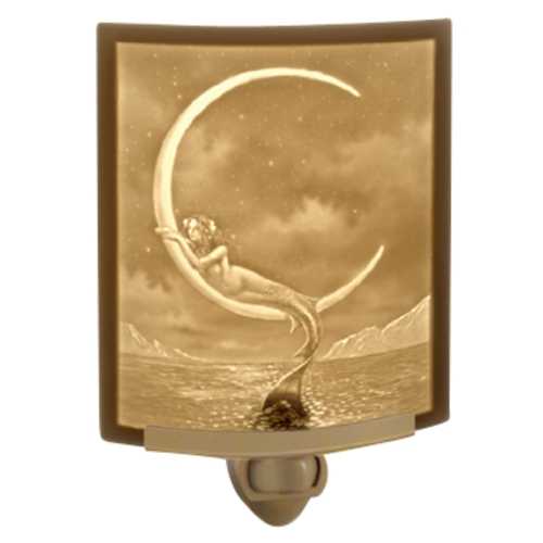 Porcelain Garden Lighting Mermaid & Moon Curved Panel Lithophane Nightlight by Porcelain Garden Lighting NR114