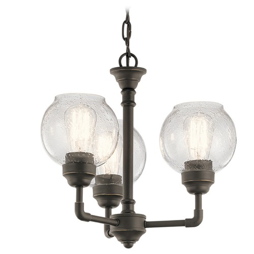 Kichler Lighting Niles 3-Light Convertible Chandelier in Olde Bronze with Seeded Glass 43992OZ