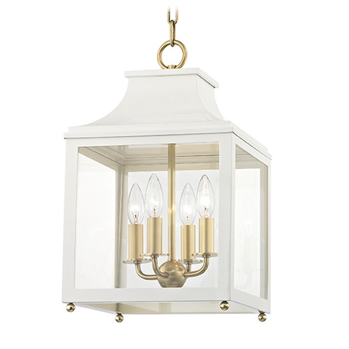 Mitzi by Hudson Valley Leigh Aged Brass & White Pendant by Mitzi by Hudson Valley H259704S-AGB/WH