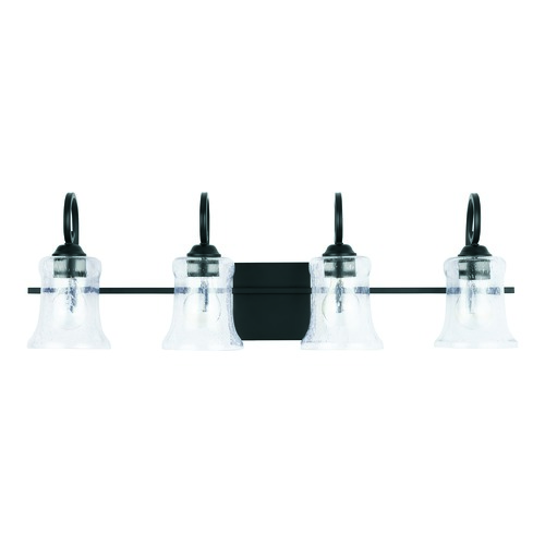 HomePlace by Capital Lighting HomePlace Cameron Matte Black 4-Light Bathroom Light with Clear Seeded Glass 139541MB-501