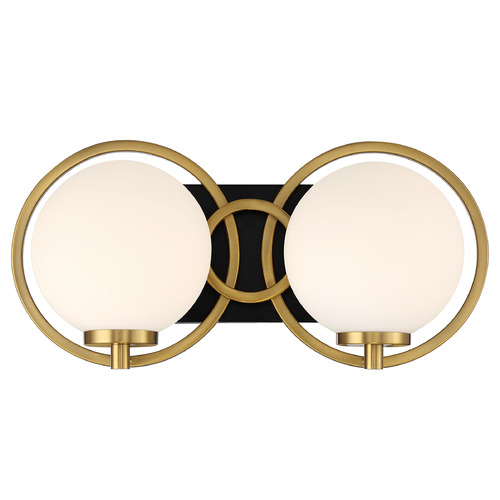 Savoy House Lighting Alhambra Matte Black with Warm Brass Bathroom Light