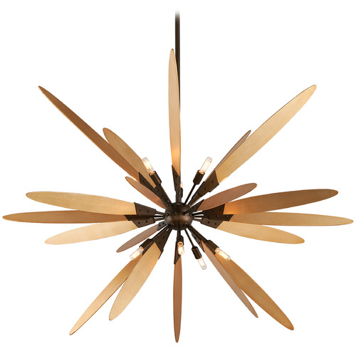 Troy Lighting Dragonfly Dragofly Bronze & Satin Leaf Chandelier