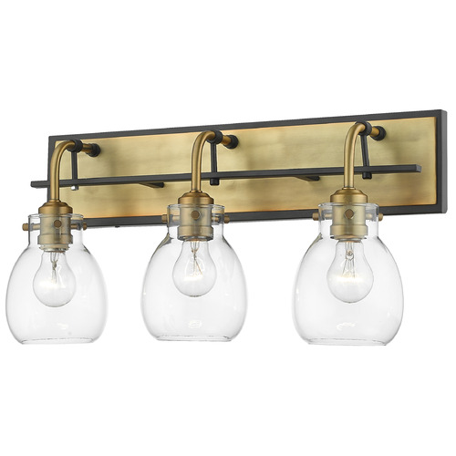 Z-Lite Kraken Matte Black & Olde Brass Bathroom Light by Z-Lite 466-3V-MB-OBR