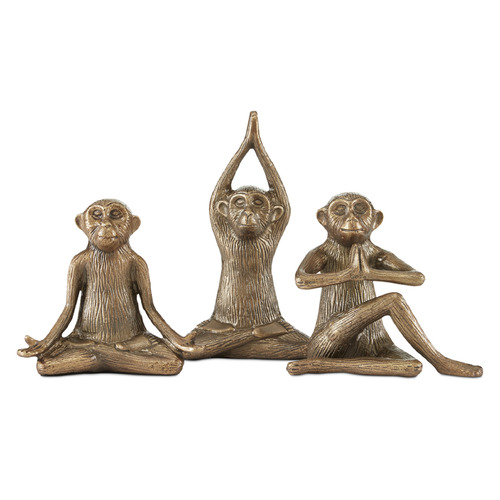Currey and Company Zen Brass Monkey Antique Brass Sculpture