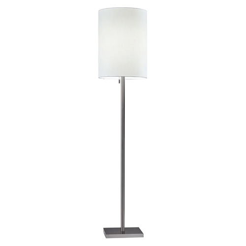 Adesso Home Liam Brushed Steel Floor Lamp with Cylindrical Shade