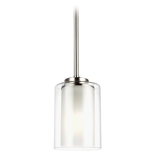 Generation Lighting Elmwood Park Brushed Nickel Mini-Pendant Light with Cylindrical Shade 6137301-962
