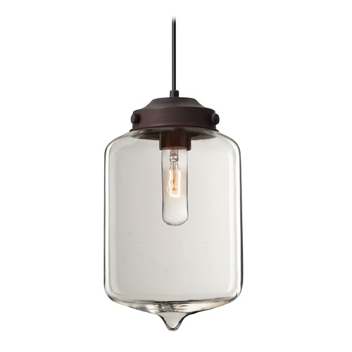 Besa Lighting Besa Lighting Olin Bronze Mini-Pendant Light with Cylindrical Shade 1JT-OLINCL-BR