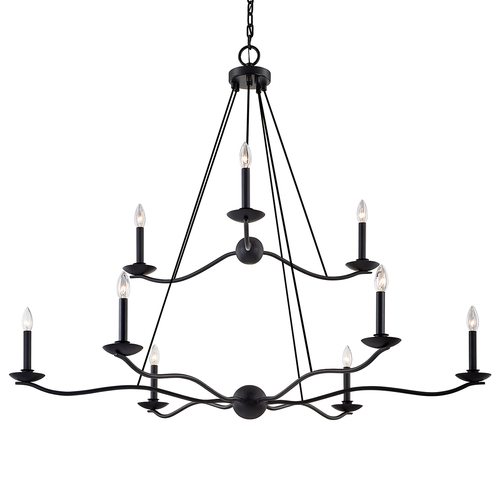 Sawyer 2-Tier Chandelier in Forged Iron by Troy Lighting
