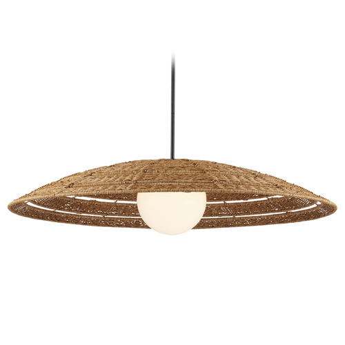 Currey and Company Barbary Natural All-Weather Wicker & Black Outdoor Hanging Light