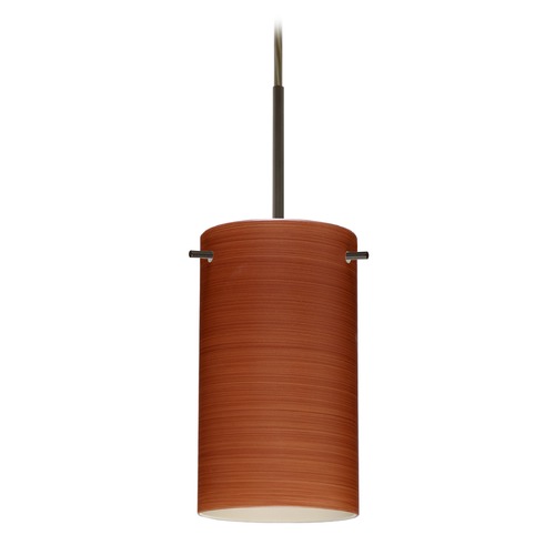 Besa Lighting Stilo Bronze LED Mini-Pendant Light with Cylindrical Shade
