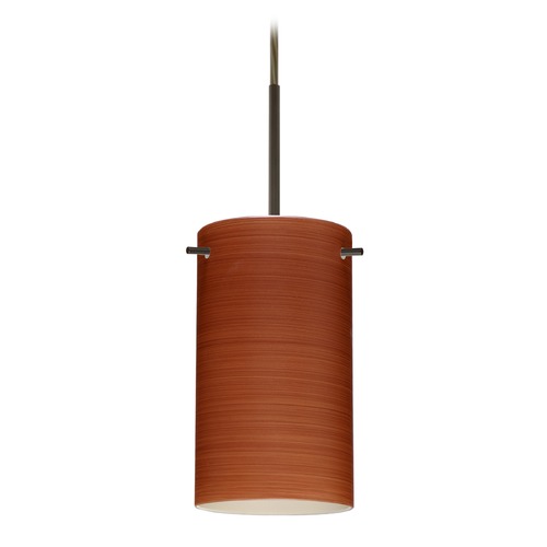 Besa Lighting Besa Lighting Stilo Bronze LED Mini-Pendant Light with Cylindrical Shade 1BT-4404CH-LED-BR