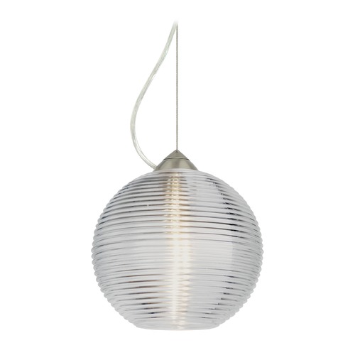 Besa Lighting Kristall Satin Nickel LED Pendant Light with Globe Shade