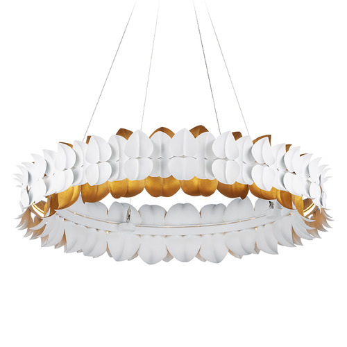 Currey and Company Aventine Gesso White & Contemporary Gold LED Chandelier