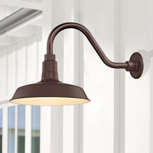 Recesso Lighting by Dolan Designs Bronze Gooseneck Barn Light with 12-Inch Shade BL-ARMC-BZ/SH12-BZ