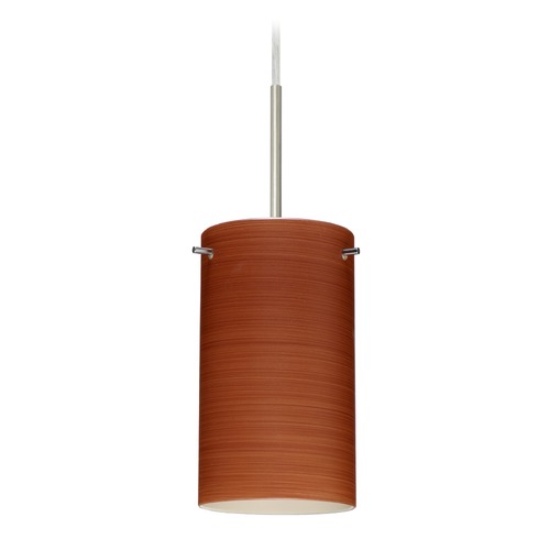 Besa Lighting Besa Lighting Stilo Satin Nickel LED Mini-Pendant Light with Cylindrical Shade 1BT-4404CH-LED-SN