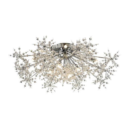 Elk Lighting Mid-Century Modern Crystal Semi-Flushmount Cluster Light Chrome Snowburst by Elk Lighting 11892/13