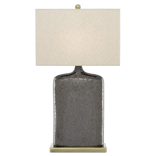 Currey and Company Musing Rustic Metallic Bronze Table Lamp with Rectangle Shade