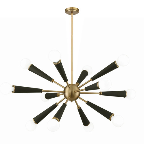 Zodiac 12-Light Chandelier in Aged Brass & Black by Crystorama