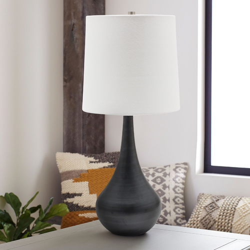 Scatchard Stoneware Black Matte Table Lamp by House of Troy Lighting