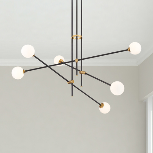Cosmet 6-Light Coal & Brass Chandelier by George Kovacs