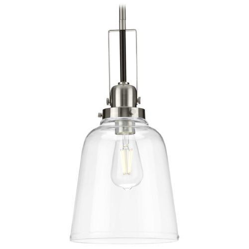 Progress Lighting Rushton Brushed Nickel Mini-Pendant Light with Conical Shade